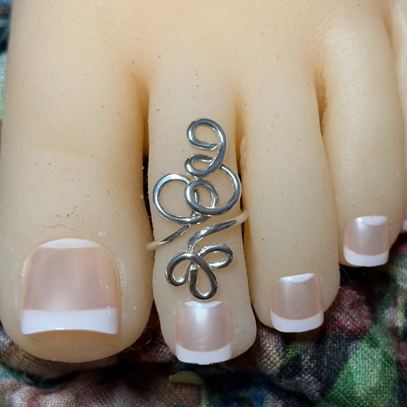 Sterling Silver Toe Ring- Adjustable Unique Toe Ring-Midi/Knuckle Ring- FS#34 - Picture 5 of 12